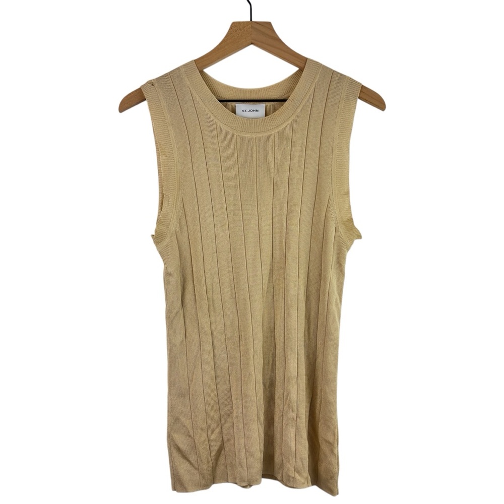 St.John Ribbed Tan Tank Top 100% Rayon Size Large